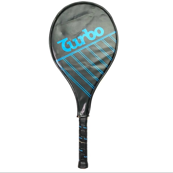 Vintage Turbo 2 Magnum L 4 3/8 Black/ Blue Tennis Racket With Case - GREAT - Picture 1 of 9